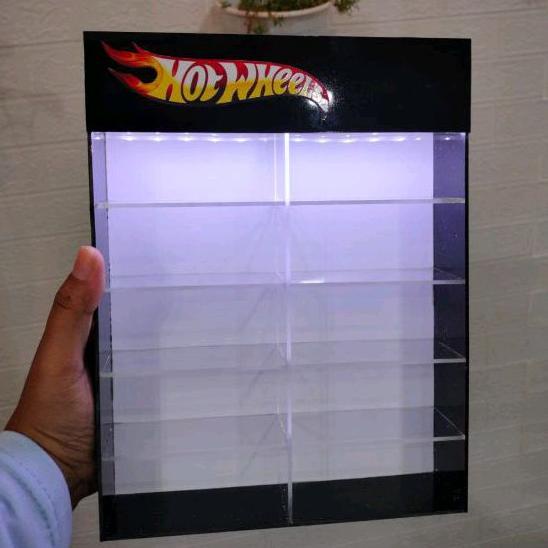 Sale Rak Hotwheels Akrilik Murah Variasi Warna Isi 10 Slot Lengkap Lampu Led Dan Baterai Skala 1:64 