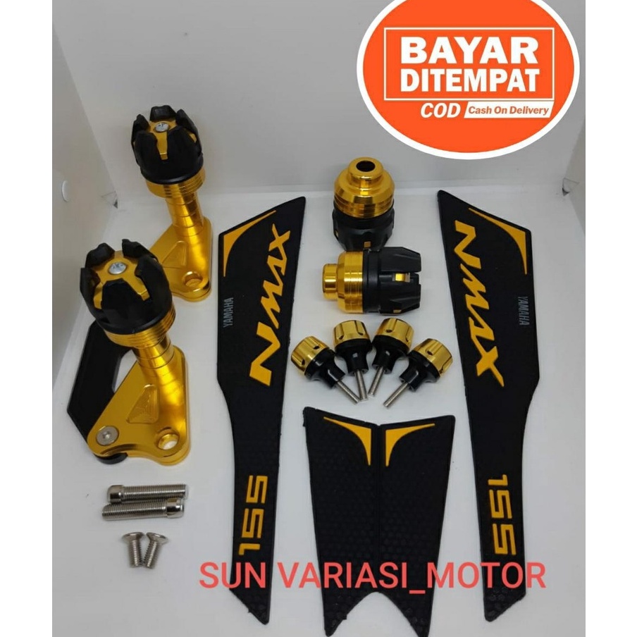 ➥STa [PAKET PROMO VARIASI NMAX] TANKPAD NMAX OLD dan NMAX BARU + Slider Jalu Knalpot + Jalu As Roda 
