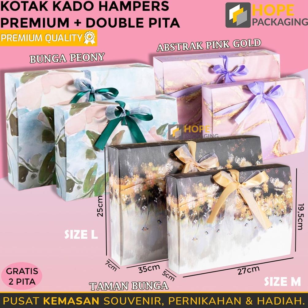 

HARI INI KOTAK KADO HAMPERS PREMIUM + DOUBLE PITA/ GREEN FLOWER PAPER BAG KANTONG KERTAS BINGKISAN KADO