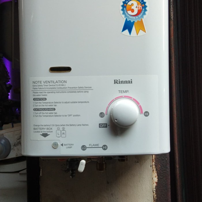 Water heater gas rinnai jepang