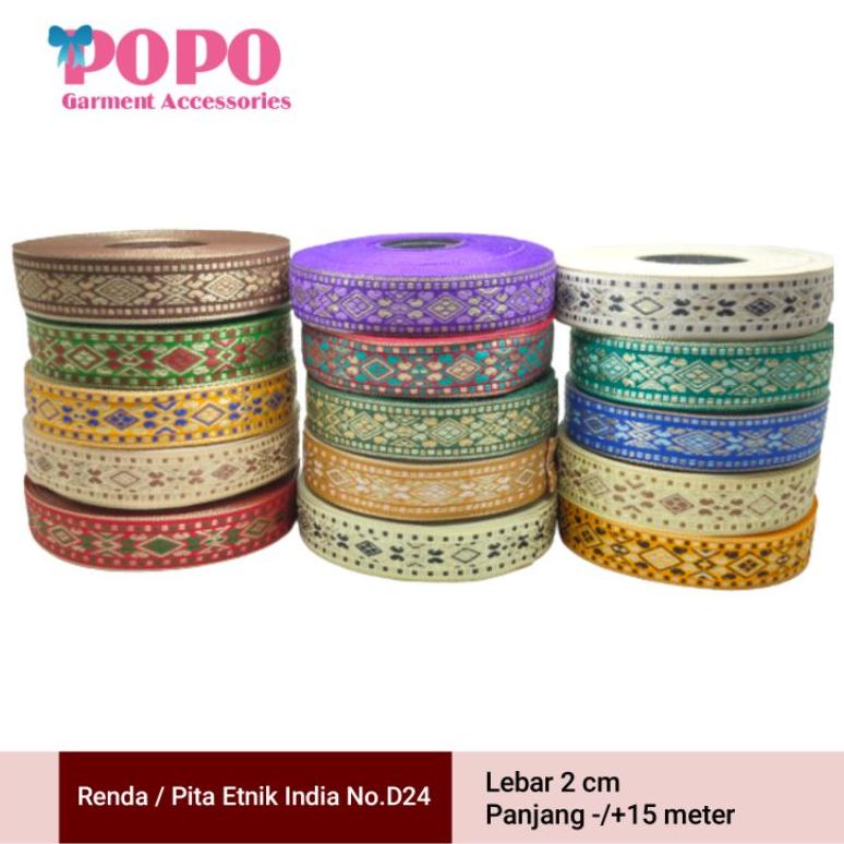 

NEW ARRIVAL PITA/RENDA INDIA / ETNIK NO.D24 LEBAR 2 CM