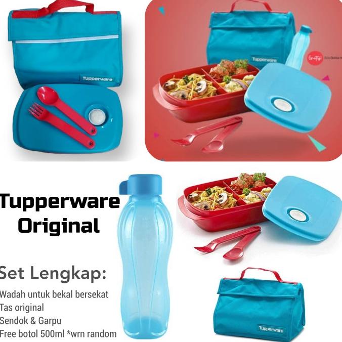 Tupperware Set Crystalwave Bekal Lengkap Kotak Makan Tas Ori Promo