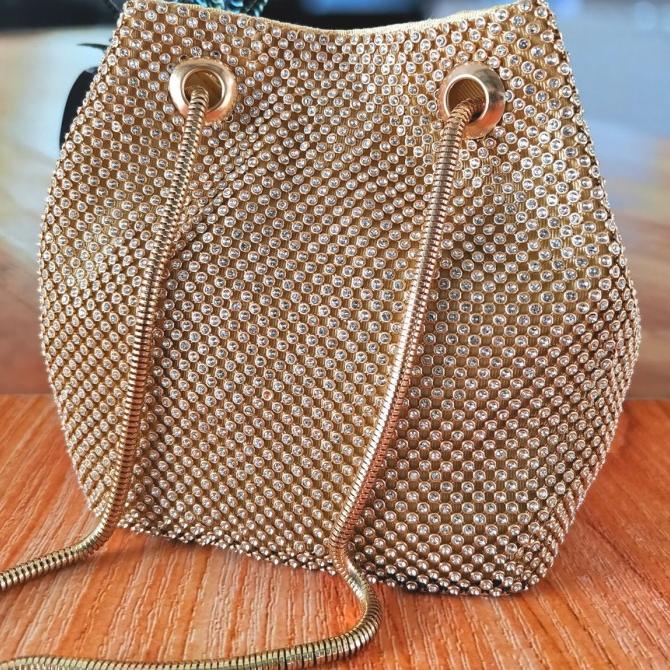 Tas Pesta Serut Bling Wanita Kondangan Selempang Kristal Import 28013