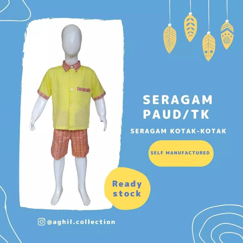 Best Seller SERAGAM TK/PAUD KOTAK-KOTAK (BAJU TK/PAUD KOTAK-KOTAK)