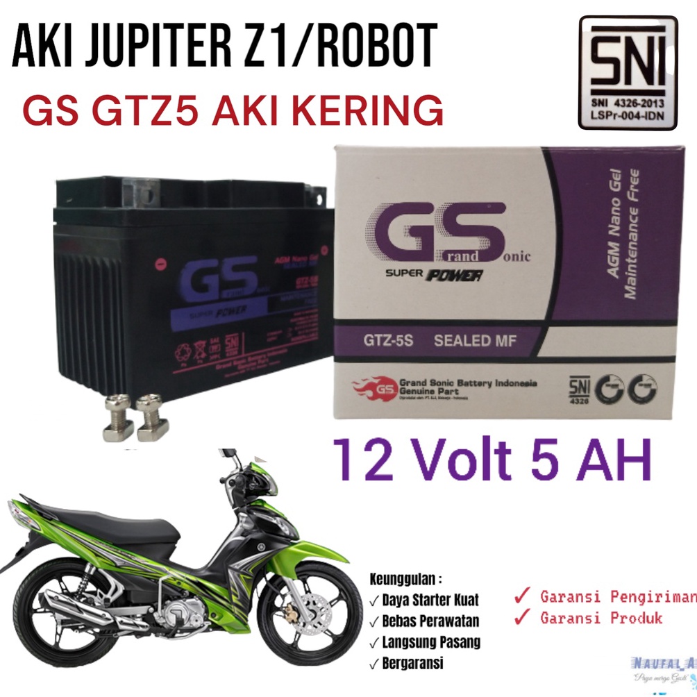 Model Terkini.. Aki Motor Jupiter Z1/Robot GS GTZ5 Aki Kering 80