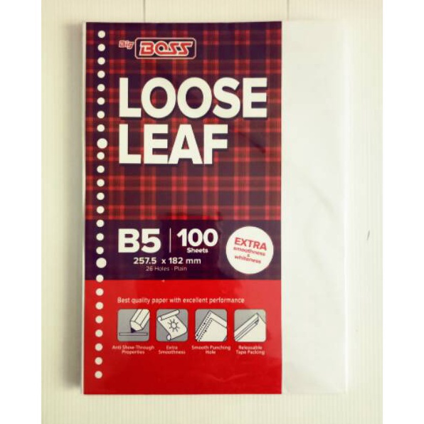 

❇Dijual Murah❄➭ Loose leaf B5 polos isi 100 lembar BIG BOSS L68