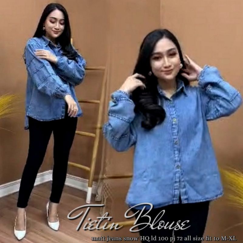 BLOUSE JEANS ATASAN DENIM WANITA KEMEJA JEANS BAJU JEANS