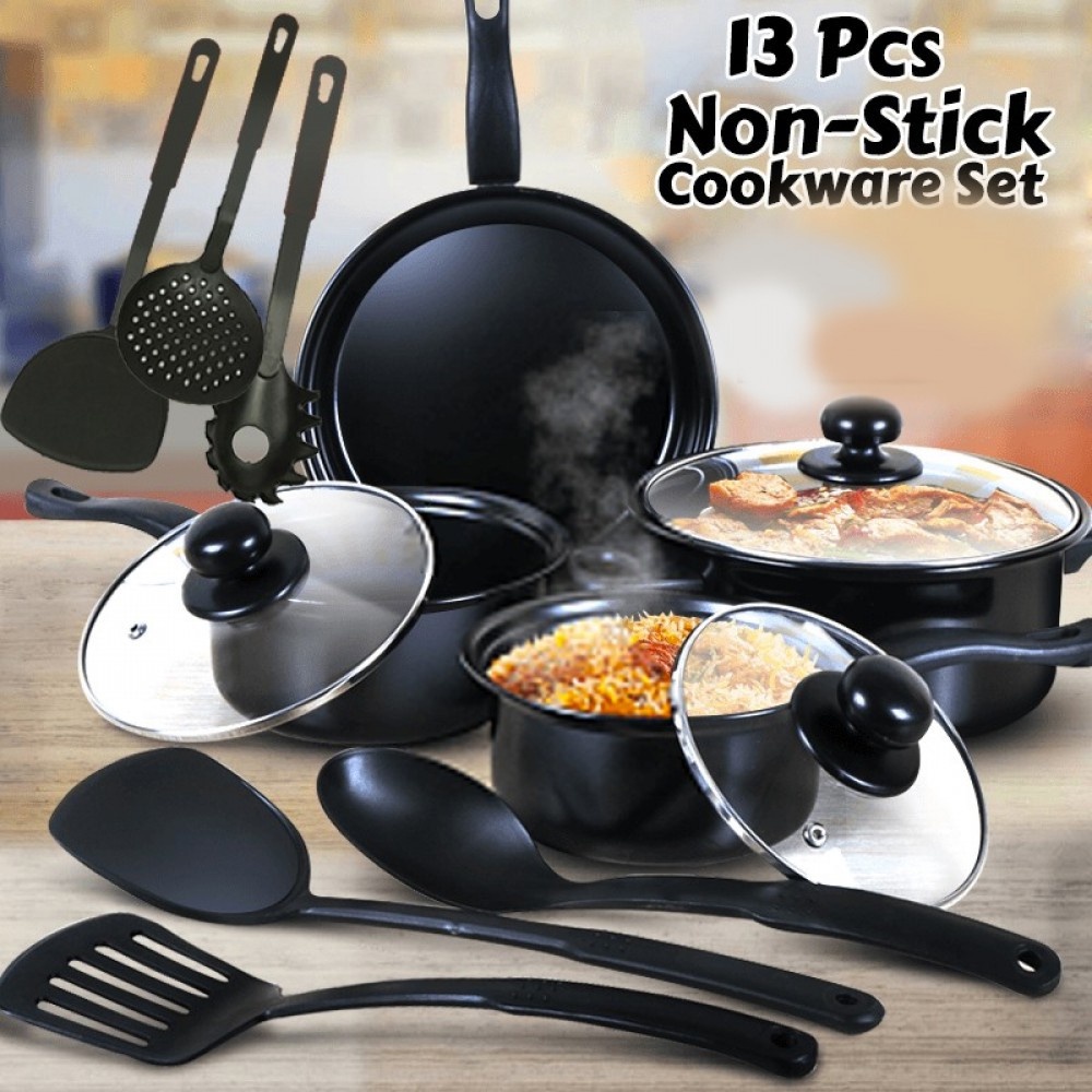 Panci Teflon Marble - 13 pcs Cookware Set Tutup Kaca