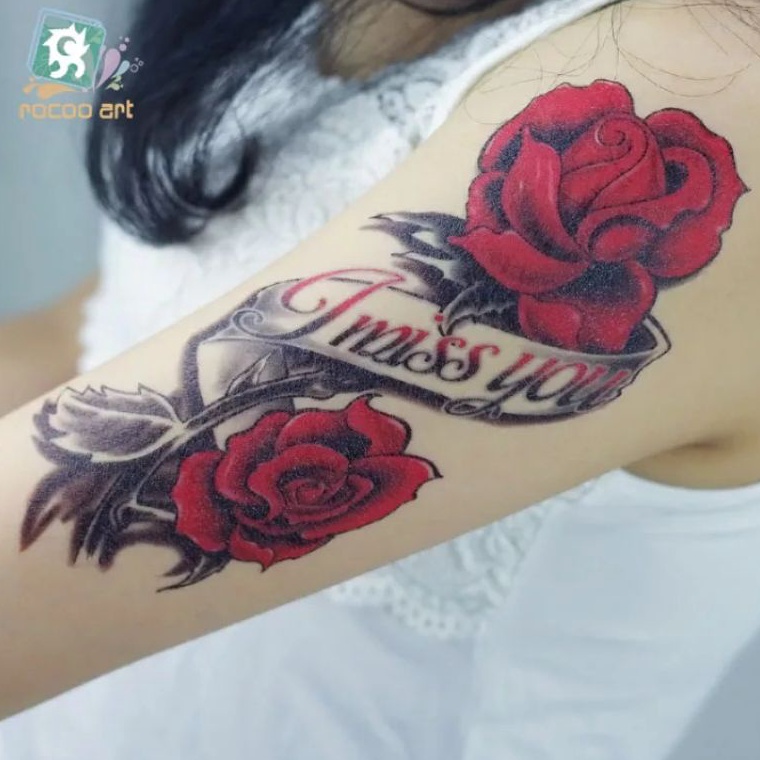 Promo Terpopuler QC Seeries MAWAR MERAH DARAH HIJAU TATO TEMPORER Tahan air - tato temporary tattoo 