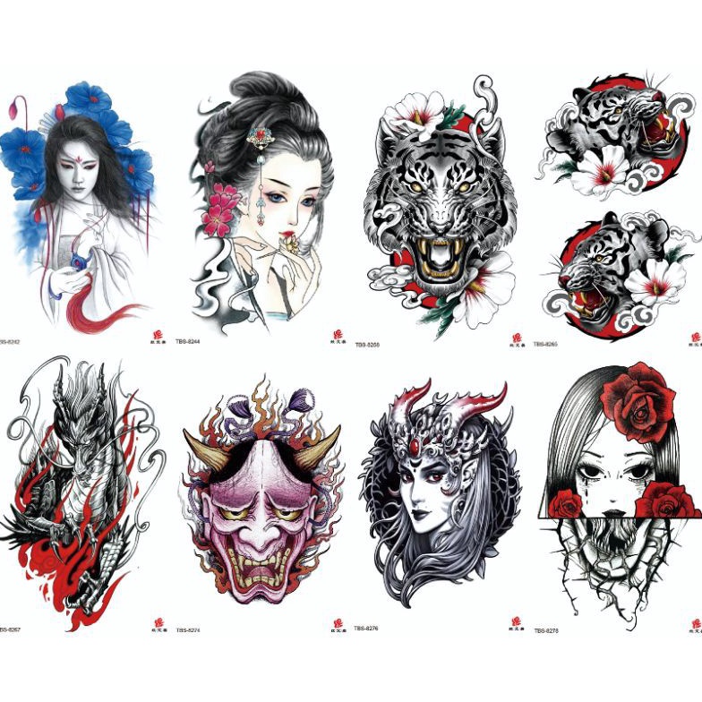 Now Mall Tatto Temporarry tato temporer Tahan air anti air tahan lama Seri TBS Baru Ukiyo-e Geisha N