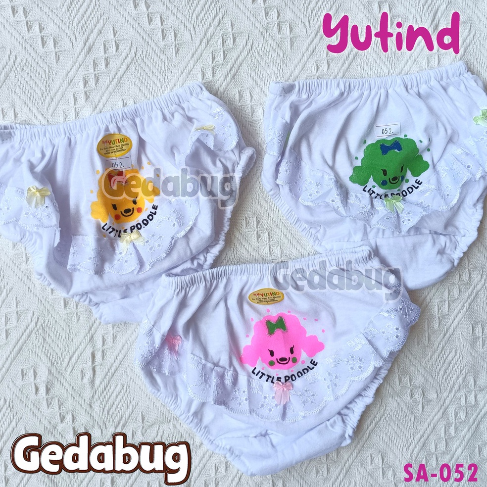 Paling Diminati 3 pcs CD YUTIND KIDS 052 RENDA  | Celana dalam anak renda dasar putih | CD kids pere
