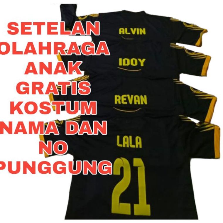 CHEKOUT SETELAN BAJU SSB FREE KOSTUM  BOLA/JERSEY PUTSAL BADMINTON VOLY ANAK JUNIOR USIA 5-15 THN MU