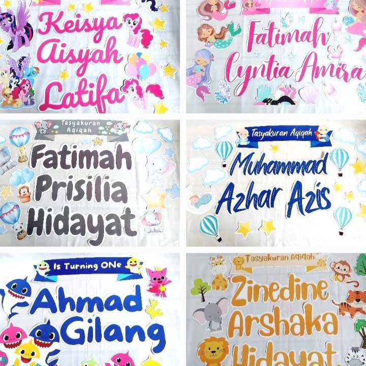 Best Seller➜ Tulisan hiasan Backdrop background Aqiqah 7/4 bulanan 047 ✲