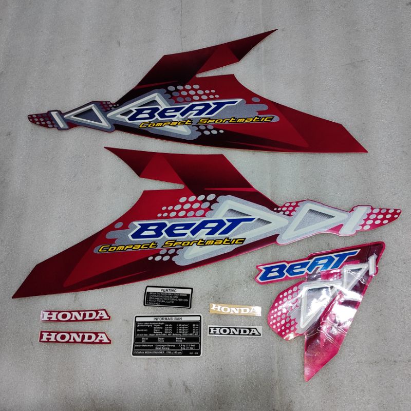 Stiker Stripping striping decal graphic Honda Beat 110 2011 2012 karbu karburator Ori original merah