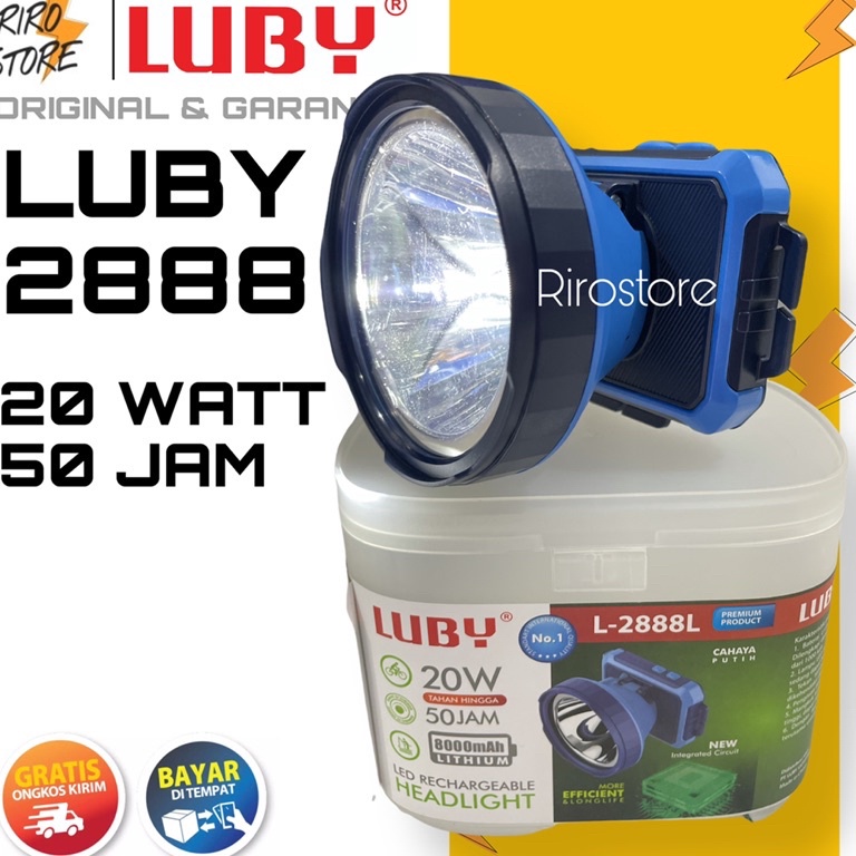 TREND TERBARU Senter Kepala LUBY 2888 / Senter Kepala 20 watt / Headlamp LUBY L2888 / 2888L / 2888K