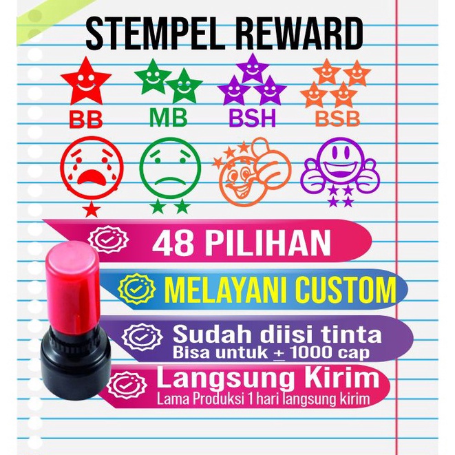 

[PROMO N2ND] ✅COD, Stempel Reward Penilaian Guru TK / SD / Anak bentuk bulat (Diameter 2,5 cm/ Seukuran uang koin 1000 ) 100