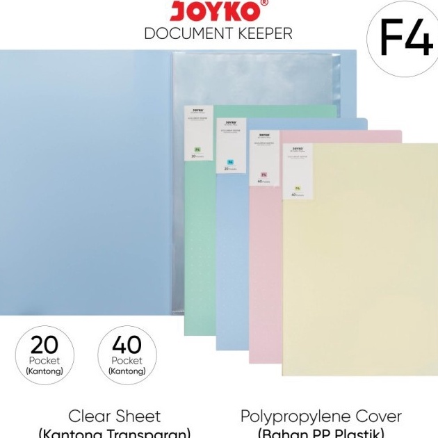 

GLLL1757 Terlaris Document Keeper Joyko F4 20 Pocket Clear Holder Map File Dokumen