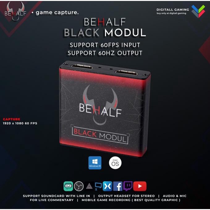 BEHALF BLACK MODUL GAME CAPTURE / HDMI CAPTURE LIVE STREAMING GAME