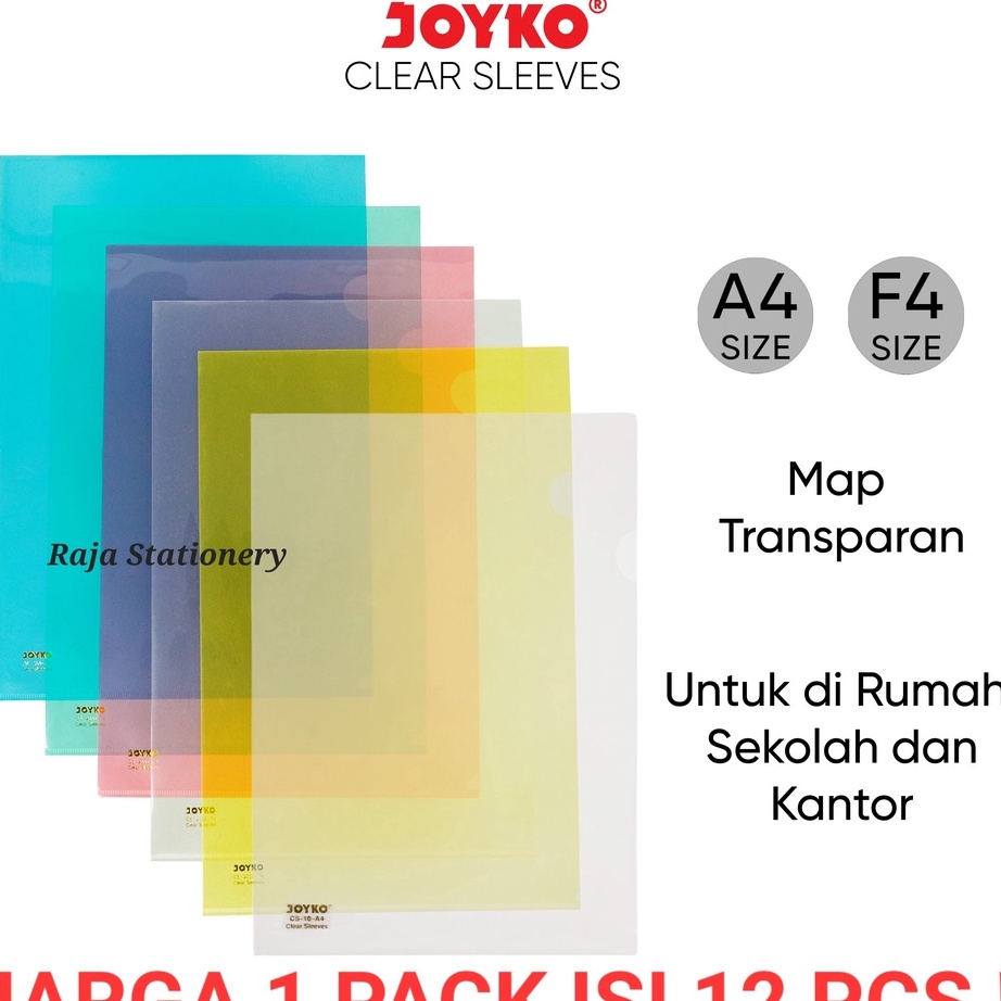 

ZBSN7288 【MEGA SALE】 JOYKO CLEAR SLEEVE A4 F4 MAP L FOLIO BENING TRANSPARENT JOYKO FOLIO FILE FOLDER LUSIN [12PCS]