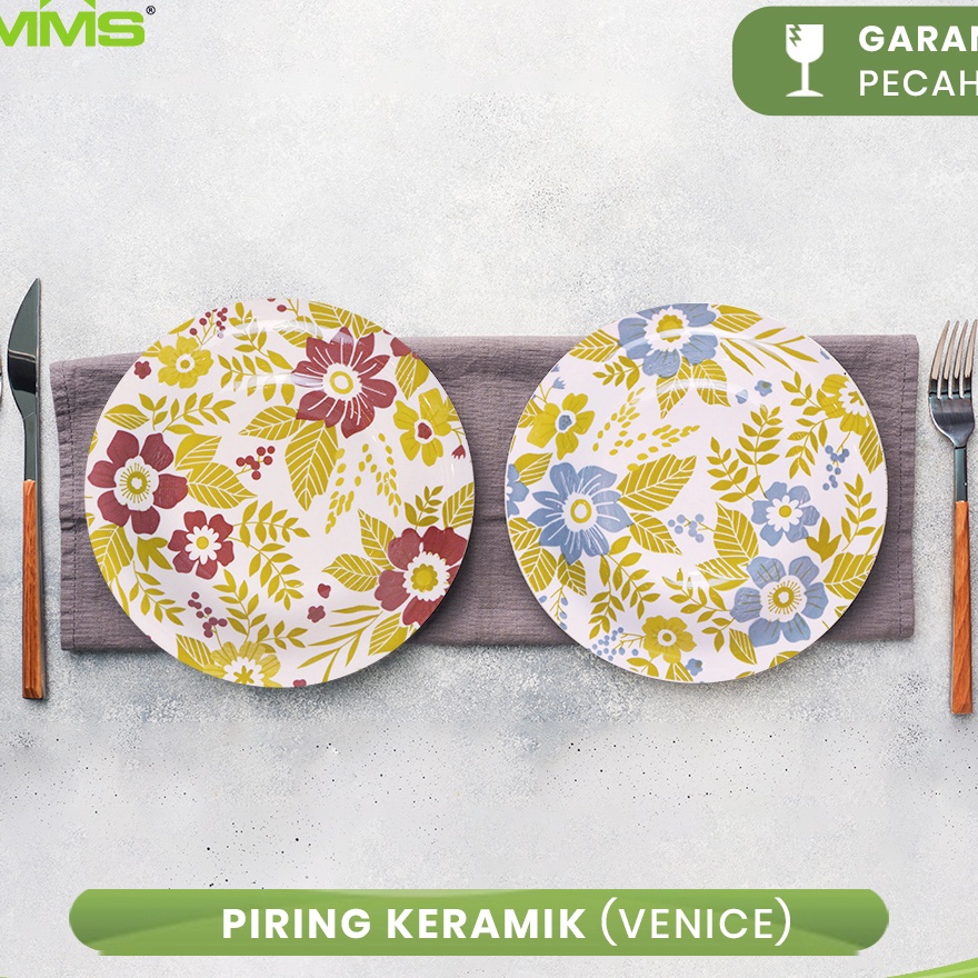 DTBB9392 (D2289) Piring Makan Bulat Keramik Motif Venice Purple Grey 8 Inch 9 Inch 9,25 inch Whiteli