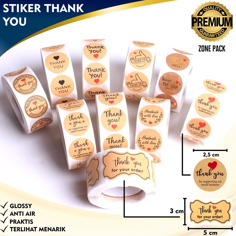 

[CODE BARANG 326DTS] 1 roll (500 pcs) Stiker Label Tulisan Thank You For Your Order I Stiker Packing I Stiker Craft LBH