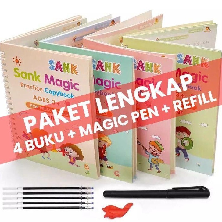 

PJLS5695 【Penjualan Terbaik】COD Buku Sank Magic 1 Set Isi 4 BUKU + Pulpen Anak Paket Lengkap Huruf dan Angka Sank Magic Practice Book 4 Set Bahasa Indonesia Buku Ajaib Bisa Ngapus Sendiri