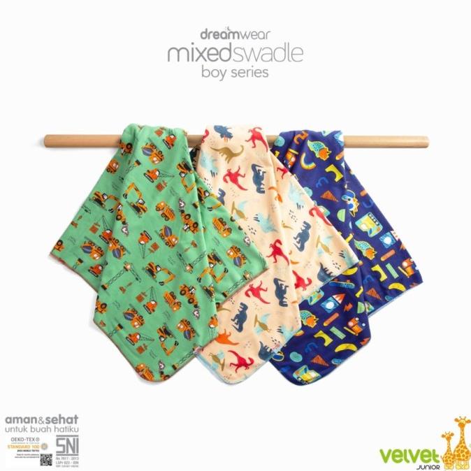 Velvet Junior Bedong Bayi / Kain Bedong Bayi Isi 3Pc