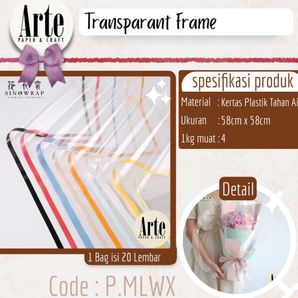 

Murah 20 Lembar Cellophane Transparant Frame Bingkai Kertas Buket Korea Bunga Flower Wrapping Paper Kado Arte Grosir Jakarta P.MLWX M54 ➫