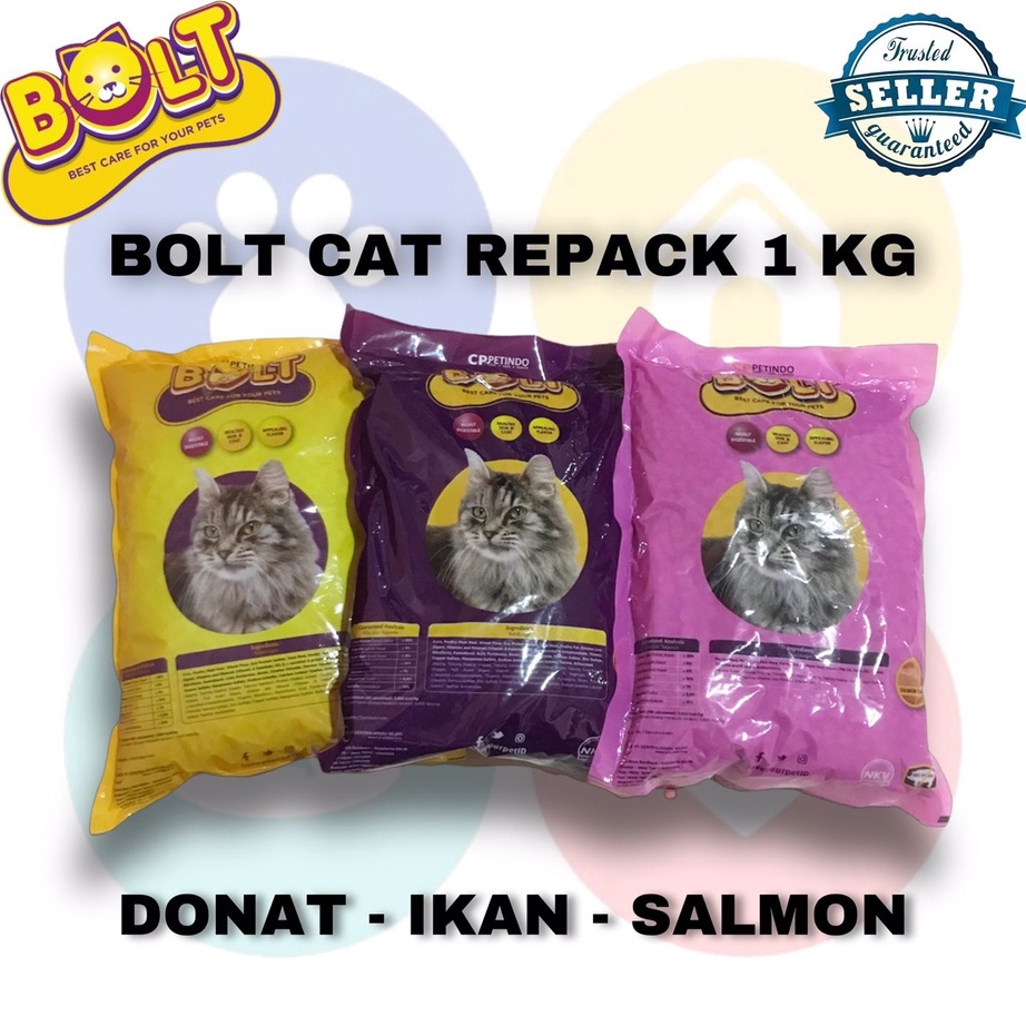 PWCH4899 Free Ongkir Makanan Kucing BOLT ikan donat tuna cat food 1 KG