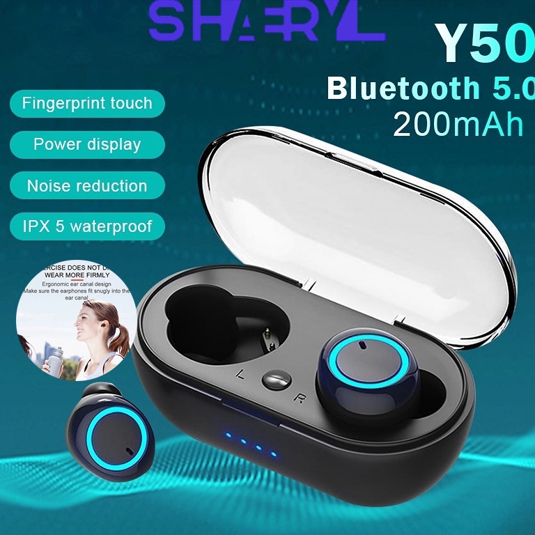 Paling Diminati SHAERYL Y50 TWS Bluetooth Headset Bluetooth TWS Dengan Mikrofon 5.1 Earphone Bluetoo