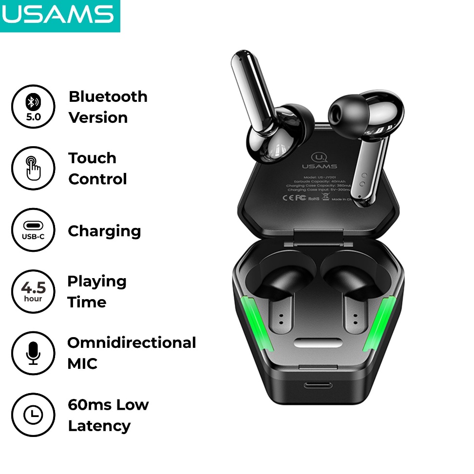 NEW STOCK USAMS JY01 TWS Earbuds Bluetooth Gaming Low Latency