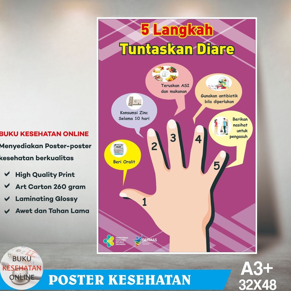 

Terbatas Poster Kesehatan - 5 LANGKAH TUNTASKAN DIARE (2) - LAMINATING GLOSSY Z33 ☋