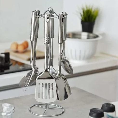 SPATULA GANTUNG set 7 pcs stainless alat dapur masak spatula set sutil