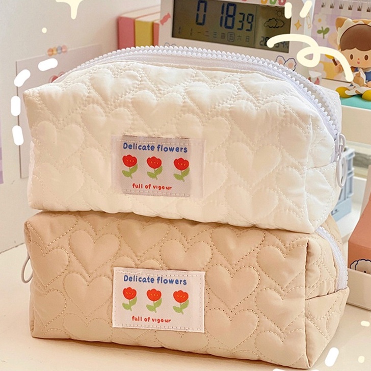 

➴Terkini✭ KENSHO Kotak Pensil Kain Flower Sleting Bunga Aesthetic Plaid Kotak Korea / Pencil Case Lucu Import / Flowers H66 ➫