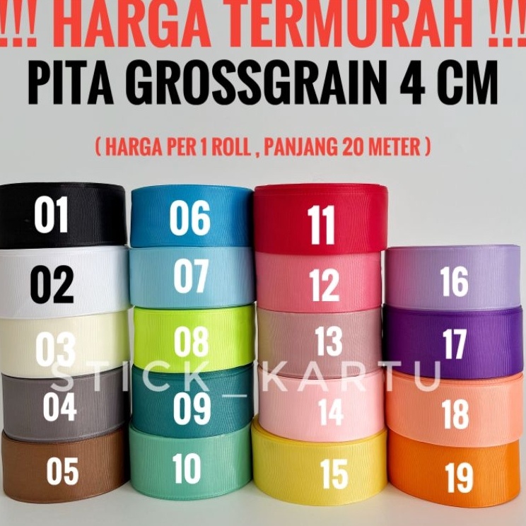 

Laris✾ PITA GROSSGRAIN 4 CM / 1-1/2 INCH 1 ROLL PANJANG 20 METER / Pita kado / pita buket / ribbon satin / pita premium / pita murah / pita GROSSGRAIN / pita tali A75 ➵