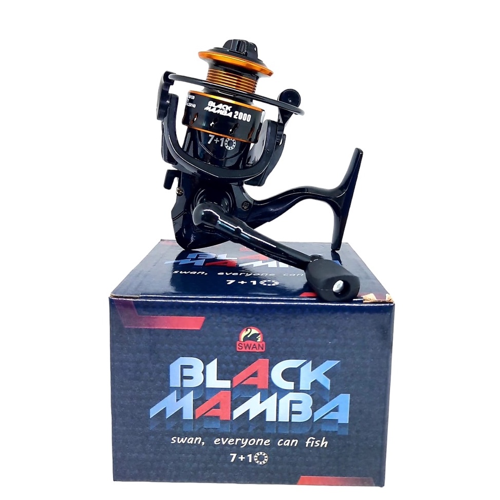 New Stock { GRATIS HANDLE } REEL IMPORT  SWAN BLACK MAMBA 8 BEARINGS SUPER HALUS DAN KUAT