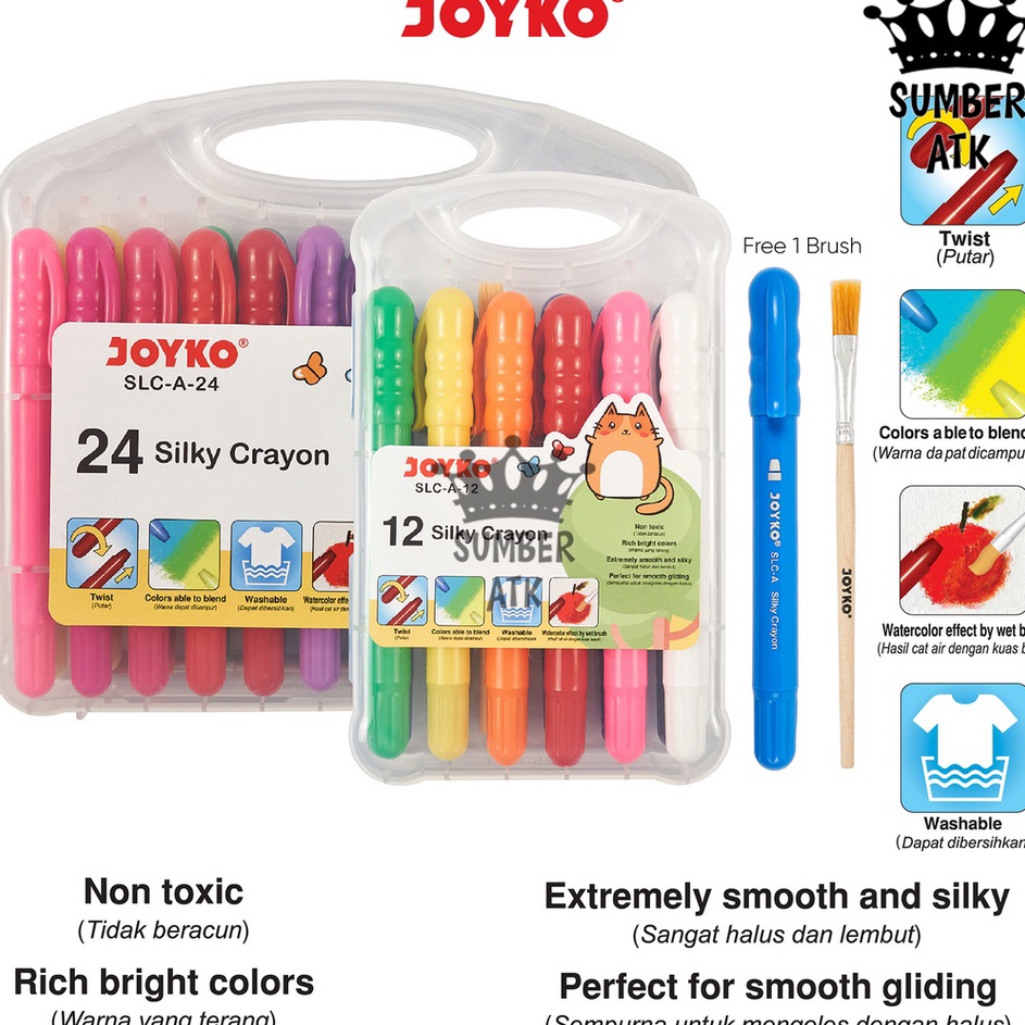 

✬Murah Banget➫ Silky Crayon Krayon Halus Joyko SLC-A Warna 12 dan 24 COLOR D87 ❉