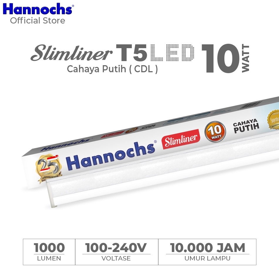 TERBAIK Hannochs Slimliner T5 LED 10 Watt Cahaya Putih - Lampu Neon