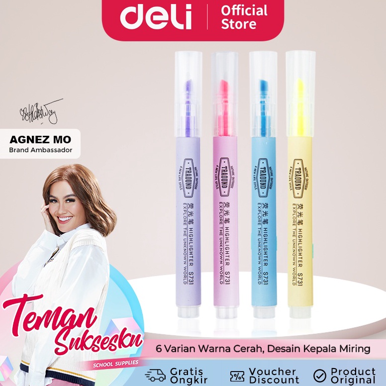 

ADR-68 Deli Highlighter 6-Warna Candy/Set, Desain Ujung Miring Untuk Penggunaan yang Nyaman S731 New Product