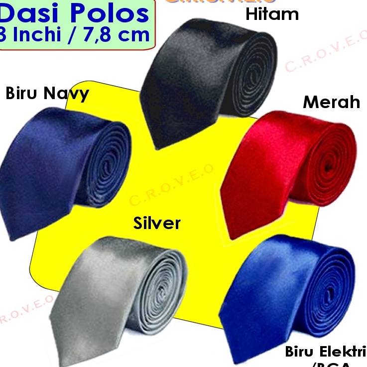 YQRF6414 Ready Stok Dasi Polos Pria Panjang Formal Satin 3 inch 3inch Warna Hitam Merah Kantor Kerja