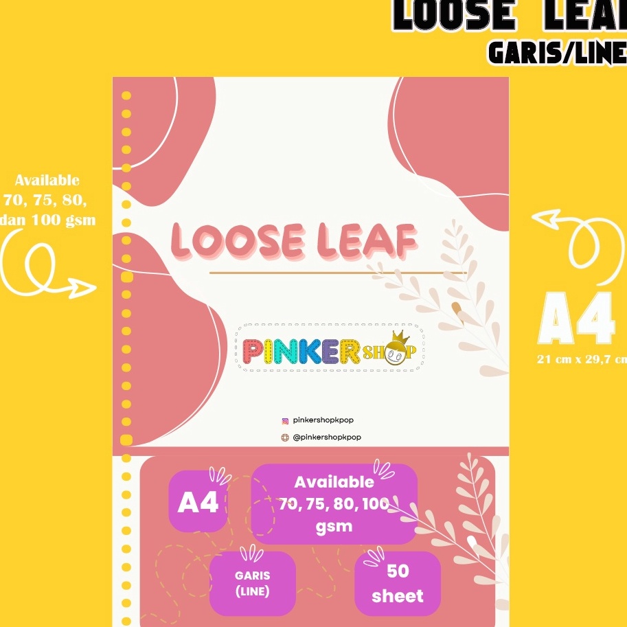 

➽Terlaku. A4 Loose leaf HVS - Garis/line ready 100gsm by pinkershop S83 ❉