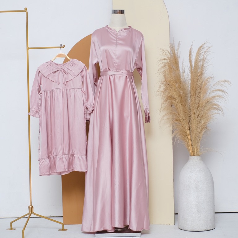 Termurah Ayesha - SILKY DRESS | Gamis Couple Ibu dan Anak Mewah Elegan