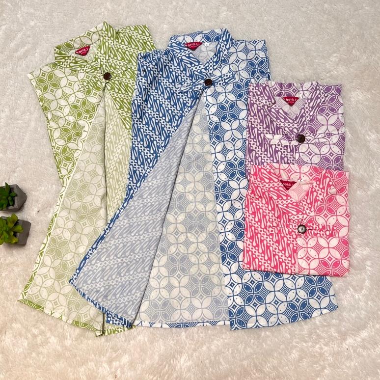 ABU207 CARDIGAN BATIK ANAK DEWASA LONG OUTER BATIK IBU ANAK CANTIK WARNA CERAH PINK UNGU HIJAU BIRU 