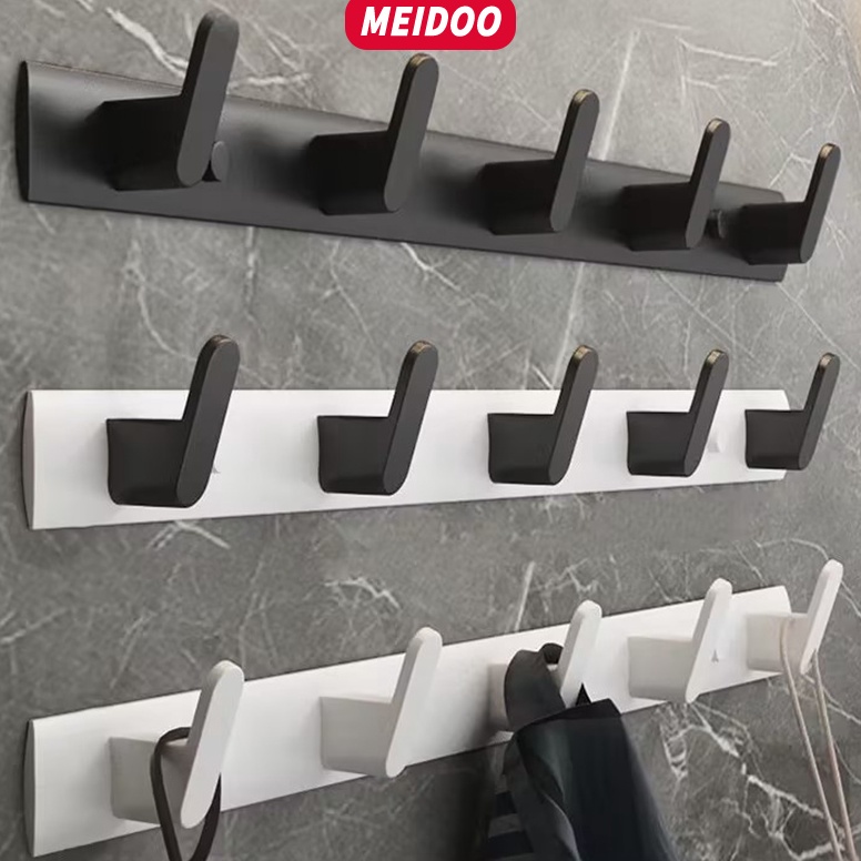 Keren guys Meidoo Aluminium alloy Kait Dinding Kamar Mandi Kait Baju Pintu Kait Belakang Dipasang Di Dinding Bebas Bor Hitam Putih Discount