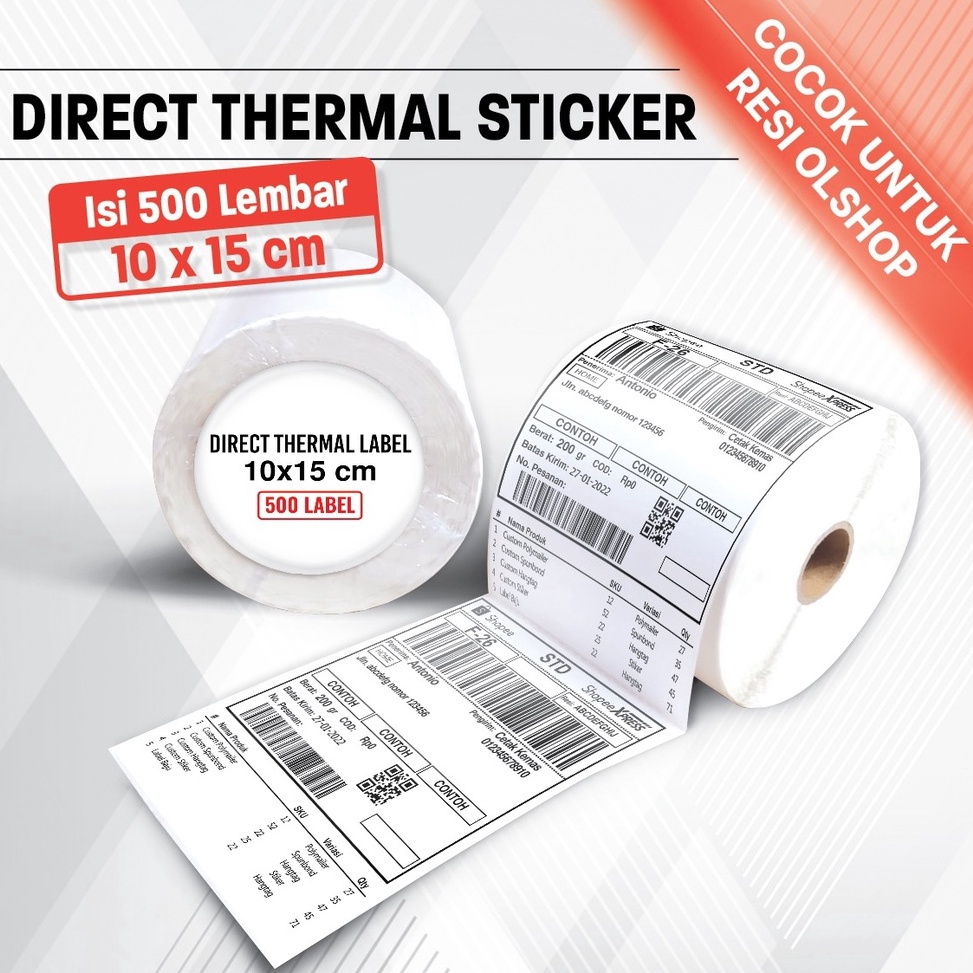 

Special Promo Kertas Thermal 100x150 mm isi 500 Pcs/ Label thermal barcode Roll A6 ZLE