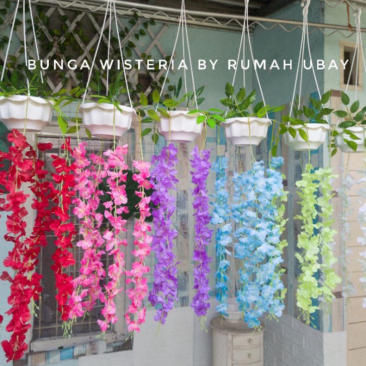 Ready [COD]✓Bunga WISTERIA JUMBO + POT GANTUNG Best