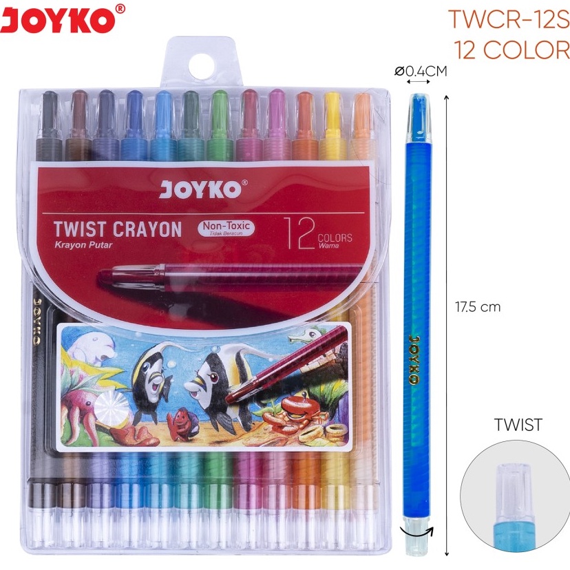 

Dijual Murah✤➫ Krayon Putar Twist Crayon Joyko TWCR - TWCR-12S-12Wrna G92