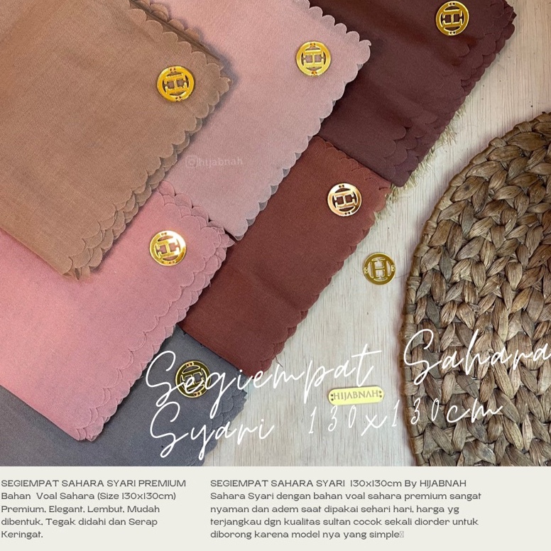 [CODEBARANG495NJI] Voal Syari Sahara Premium Hijabnah (Segiempat Voal Ultrafine Premium) 130x130cm 2