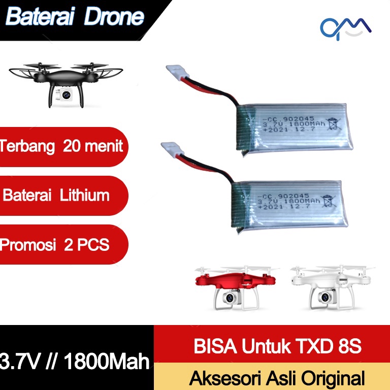 Sale Terbatas Original Baterai Drone TXD 8S Charger Asli Aksesoris Drone TXD8S Promosi 2 PCS Baterai