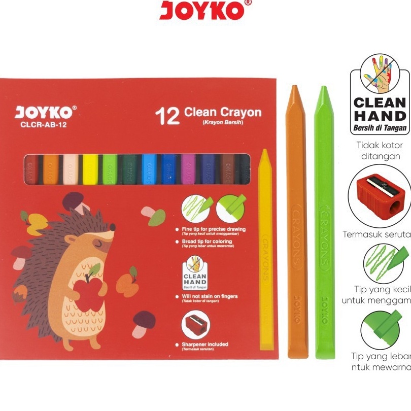 

➝Diskon★➠ Clean Crayon Joyko 12Warna CLCR-AB-12 W34